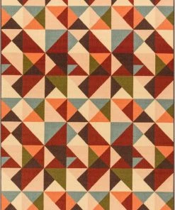 Well Woven Vector Red Geometric Non Slip Washable Rug