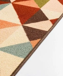 Well Woven Vector Red Geometric Non Slip Washable Rug