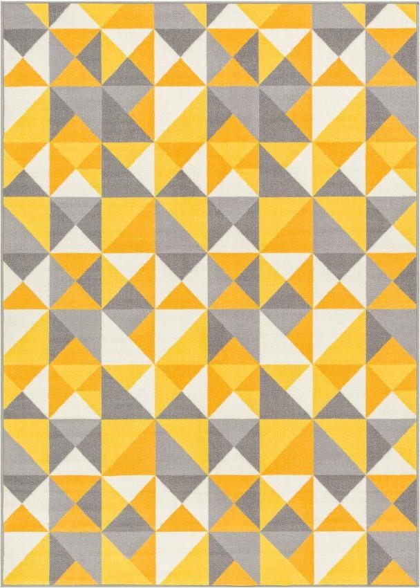 Well Woven Vector Yellow Geometric Non Slip Washable Rug 1'8" X 5' 1 Well Woven Vector Yellow Geometric Non Slip Washable Rug 1'8" X 5'