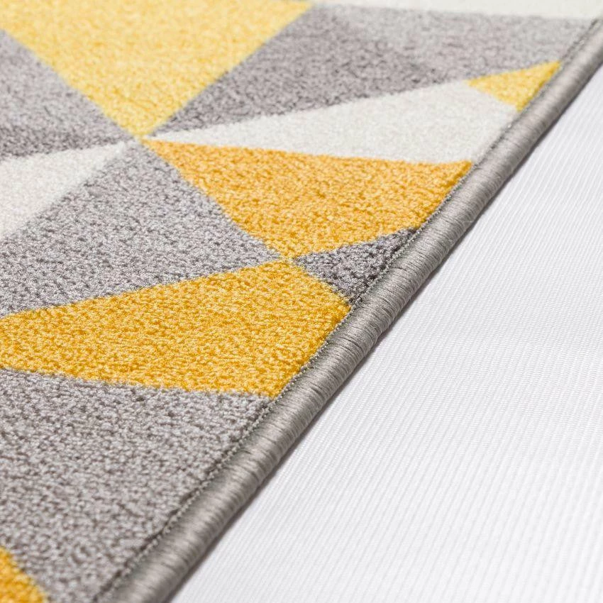 Well Woven Vector Yellow Geometric Non Slip Washable Rug 1'8" X 5' 2 Well Woven Vector Yellow Geometric Non Slip Washable Rug 1'8" X 5'