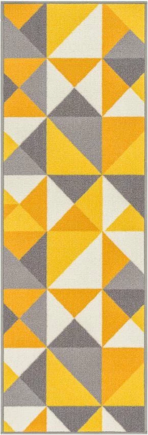 Well Woven Vector Yellow Geometric Non Slip Washable Rug 1'8" X 5' 3 Well Woven Vector Yellow Geometric Non Slip Washable Rug 1'8" X 5'