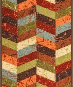 Well Woven Blocks Red Geometric Non Slip Washable Rug