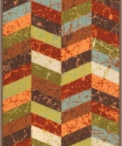 Well Woven Blocks Red Geometric Non Slip Washable Rug