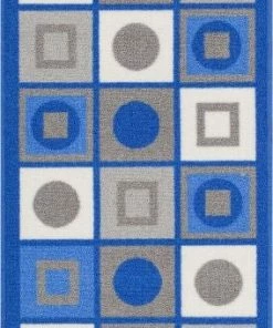Well Woven Kensington Blue Geometric Non Slip Washable Rug