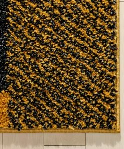 Well Woven Cubes Geometric Boxes & Squares Gold Grey Thick Shag Rug