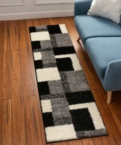 Well Woven Cubes Black Contemporary Rug