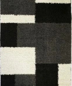 Well Woven Cubes Black Contemporary Rug
