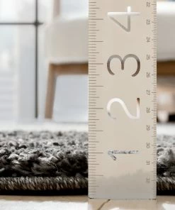 Well Woven Cubes Geometric Boxes & Squares Dark Grey Thick Shag Rug