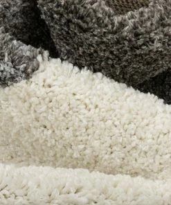 Well Woven Cubes Geometric Boxes & Squares Dark Grey Thick Shag Rug