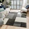 Well Woven Cubes Geometric Boxes & Squares Dark Grey Thick Shag Rug