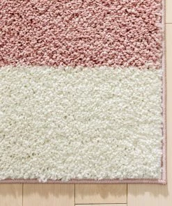 Well Woven Cubes Geometric Boxes & Squares Blush Grey Thick Shag Rug