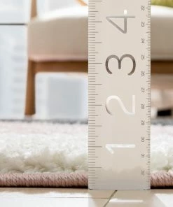 Well Woven Cubes Geometric Boxes & Squares Blush Grey Thick Shag Rug