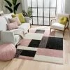 Well Woven Cubes Geometric Boxes & Squares Blush Grey Thick Shag Rug