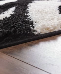 Well Woven Safari Zebra Black Contemporary Shag Rug Geometric