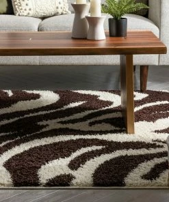 Well Woven Zebra Brown Animal Print Non Slip Washable Rug 3'x5'