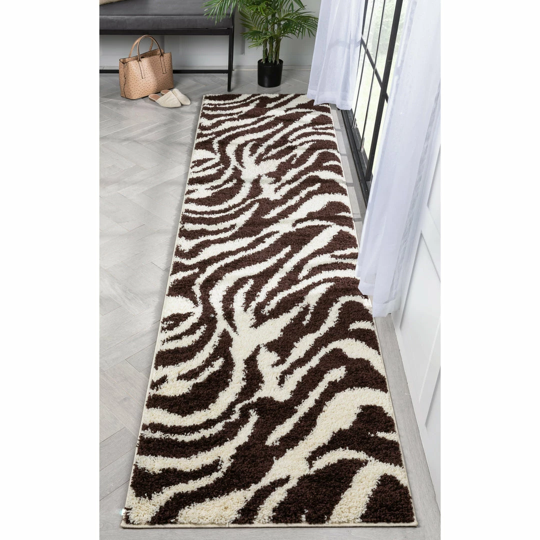Well Woven Safari Zebra Brown Contemporary Shag Rug 7 Well Woven Safari Zebra Brown Contemporary Shag Rug
