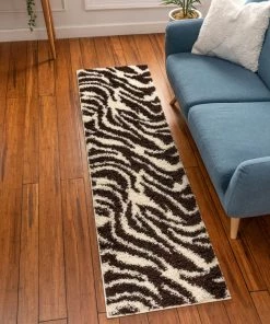 Well Woven Safari Zebra Brown Contemporary Shag Rug 12 Well Woven Safari Zebra Brown Contemporary Shag Rug
