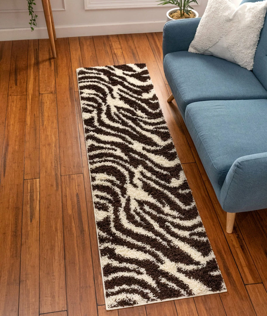Well Woven Safari Zebra Brown Contemporary Shag Rug 6 Well Woven Safari Zebra Brown Contemporary Shag Rug