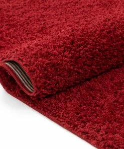 Well Woven Plain Red Solid Rug Shag