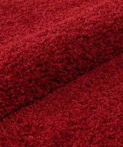 Well Woven Plain Red Solid Rug Shag