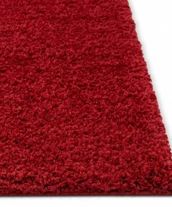 Well Woven Plain Red Solid Rug Shag