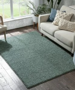 Well Woven Plain Light Blue Modern Solid Rug
