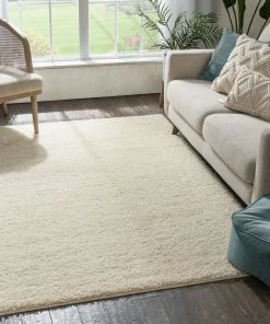 Well Woven Plain Vanilla Contemporary Rug Shag
