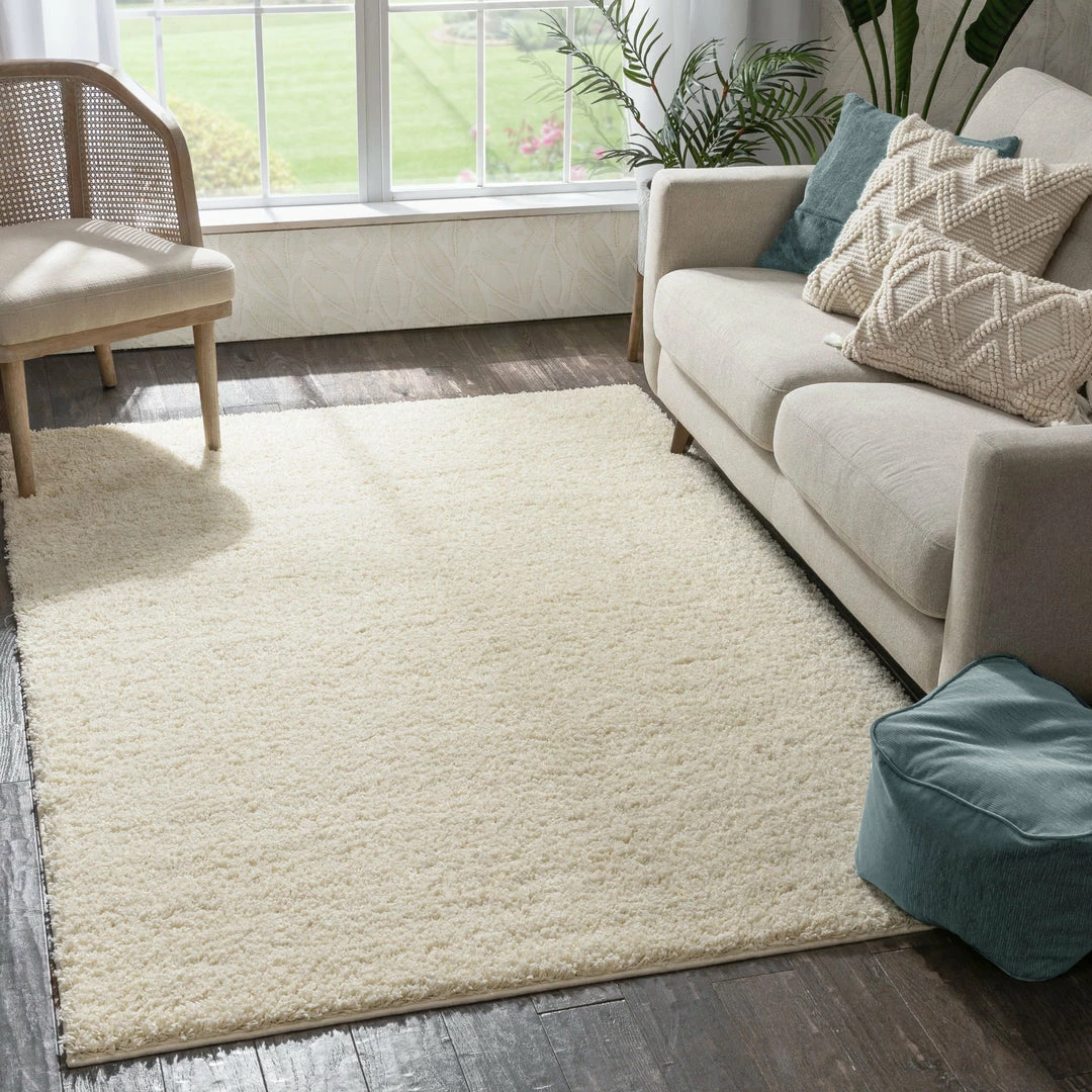 Well Woven Plain Vanilla Contemporary Rug Shag 1 Well Woven Plain Vanilla Contemporary Rug Shag
