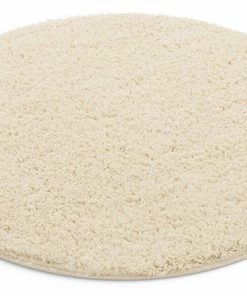 Well Woven Plain Vanilla Contemporary Round Rug Shag