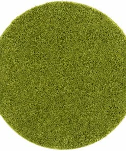 Well Woven Shag Plain Green Solid Rug
