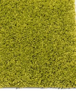 Well Woven Shag Plain Green Solid Rug