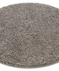 Well Woven Plain Grey Solid Round Rug