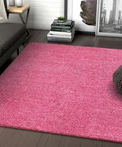 Well Woven Plain Fuchsia Modern Solid Rug 7'10" Round Pink 8 Well Woven Plain Fuchsia Modern Solid Rug 7'10