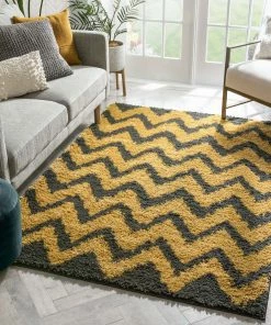 Well Woven Passion Chevron Gold Grey Modern Rug