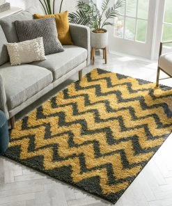 Well Woven Passion Chevron Gold Grey Modern Rug