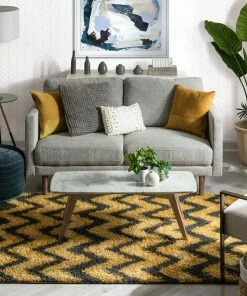 Well Woven Passion Chevron Gold Grey Modern Rug