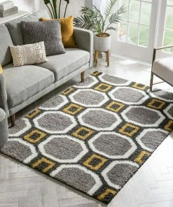 Well Woven Tiergarten Helix Grey Gold Modern Rug