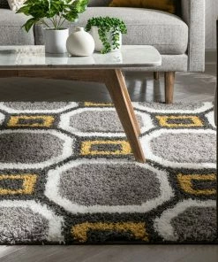 Well Woven Tiergarten Helix Grey Gold Modern Rug