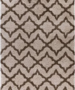 Well Woven Global Linx Geometric Beige Brown Trellis Rug