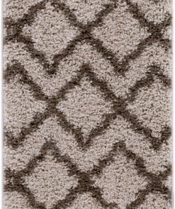 Well Woven Global Linx Geometric Beige Brown Trellis Rug
