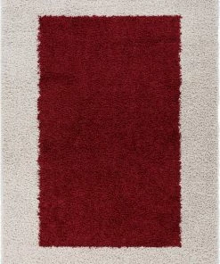 Well Woven Shag Cozumel Marsala Red Modern Border Rug