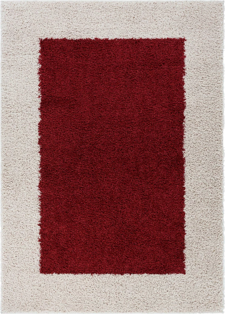 Well Woven Shag Cozumel Marsala Red Modern Border Rug 1 Well Woven Shag Cozumel Marsala Red Modern Border Rug