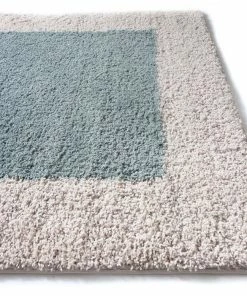 Well Woven Shag Cozumel Light Blue Modern Border Rug 6'7" X 9'10"