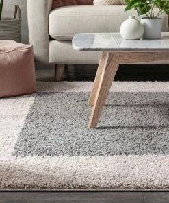Well Woven Cozumel Grey Modern Border Rug Shag