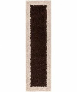 Well Woven Cozumel Brown Modern Border Rug Shag