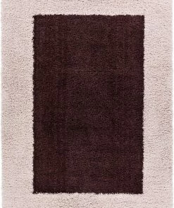 Well Woven Cozumel Brown Modern Border Rug Shag