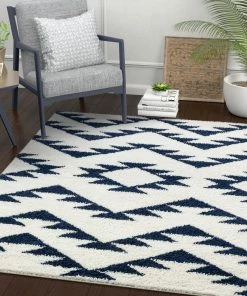 Well Woven Edona Moroccan Tribal White Shag Rug Global