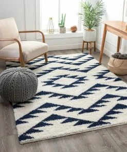 Well Woven Edona Moroccan Tribal White Shag Rug Global