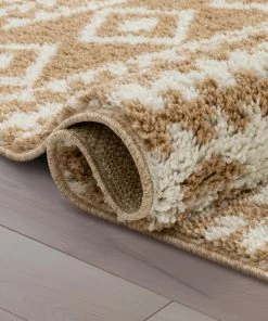 Well Woven Global Cossima Moroccan Geometric Pattern Ivory Thick Shag Rug