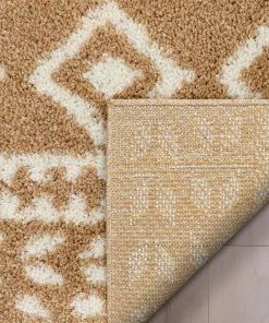 Well Woven Global Cossima Moroccan Geometric Pattern Ivory Thick Shag Rug